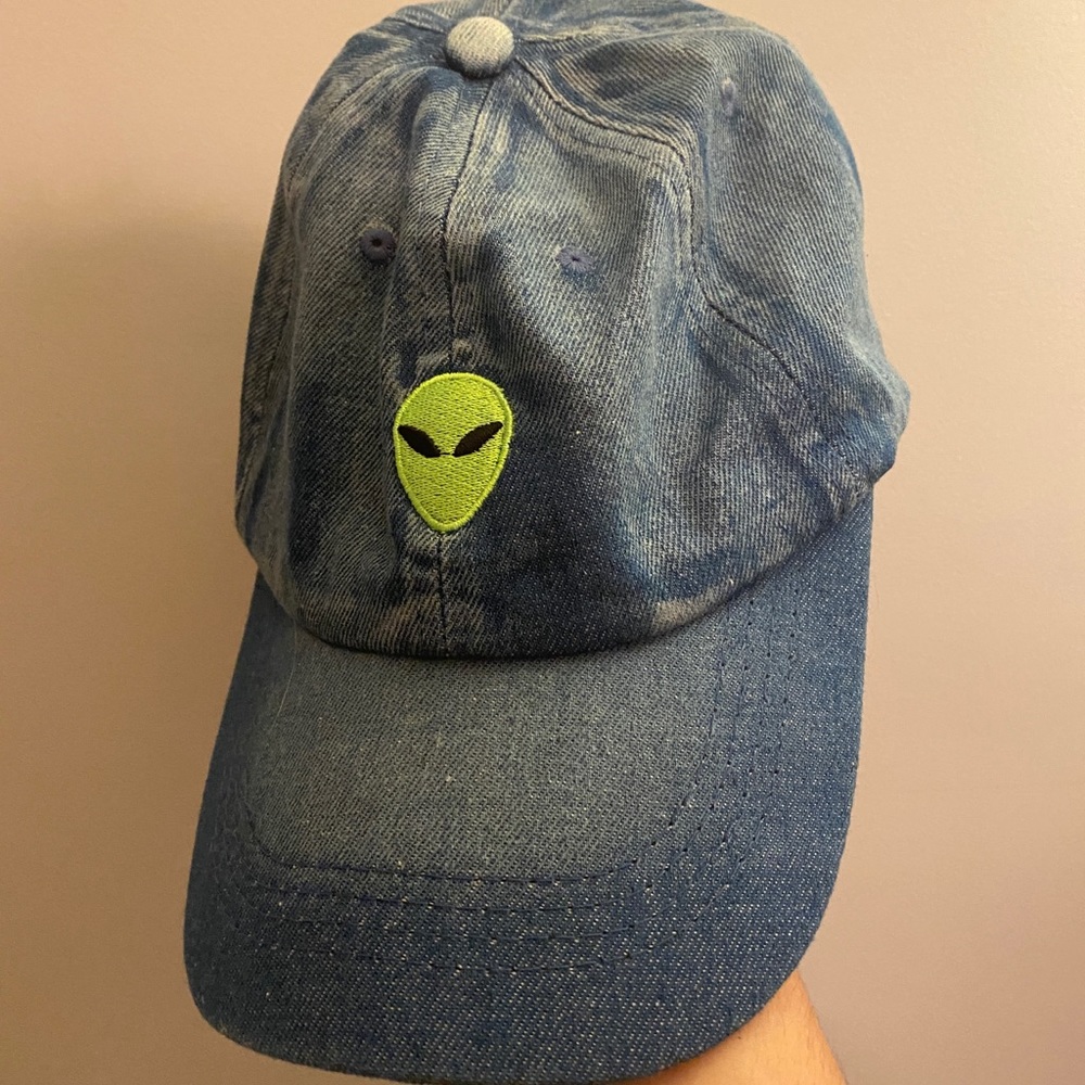Denim Embroidered Alien Hat